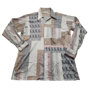 Vintage Disco Byron Britton Tall Man Mens XXL Long Sleeve Button Up Striped Dots